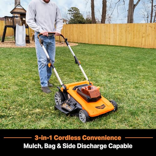 LawnMaster CLMF4821A Cordless Lawn Mower Brushless 48V MAX* 21Inch 3-in-1 Function Up to 1/2 Acre with 4X24V MAX* 4.0Ah Battery and a Dual Charger