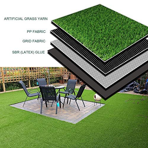 WarmShe 0.7inch Realistic Indoor/Outdoor Artificial Grass/Turf Synthetic Drainage Holes Pet Faux Grass Astro Rug Carpet 4FTX6FT Indoor Outdoor Balcony