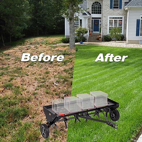 Suchtale 40-Inch Tow Behind Plug Aerator with Universal Hitch, Tow Plug Aerator with Extra-Wide Tow Bar, Durable Lawn Aerator Soil Penetrator Tractor with 24 Coring Plugs for Lawn, Farm and Garden