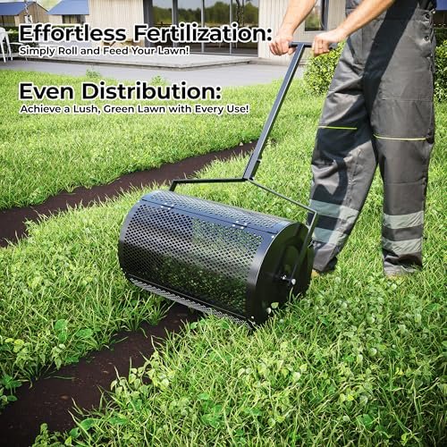 24-Inch Lawn Spreader - Compost, Mulch, and Soil Distribution Tool for Effortless Garden Care
