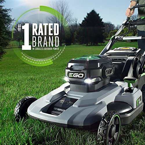 EGO Power+ LM2102SP-A 21-Inch 56-Volt Self-Propelled Cordless Lawn Mower (2) 4.0Ah Battery and Rapid Charger Included,Black and LB5800 580 CFM Variable-Speed 56-Volt Cordless Leaf Blower Battery