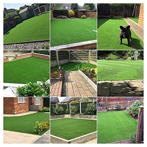 WarmShe 0.7inch Realistic Indoor/Outdoor Artificial Grass/Turf Synthetic Drainage Holes Pet Faux Grass Astro Rug Carpet 4FTX6FT Indoor Outdoor Balcony