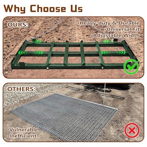 Montex Drag Harrow, 4 Ft Heavy Duty Driveway Drag, Driveway Grader, Drag Harrow Driveway Grader for ATV, UTV, Tractor, Mower, Tow Behind Lawn Rake for Gravel, 4ft