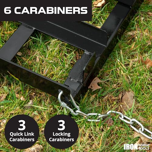 Iron Forge Tools Drag Harrow - Driveway Pull Behind Grader - Lawn Tractor Attachments for Tractor, ATV, UTV, Mower, ATV - 4 Feet Heavy Gauge Welded Steel - Powder Coated - Black