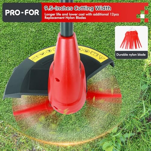 PRO-FOR 20V Max Cordless Grass Trimmer with Nylon Blade, 2-in-1 Stringless Trimmer & Lawn Edger, Lightweight Weed Wacker for Efficient Yard Maintenance