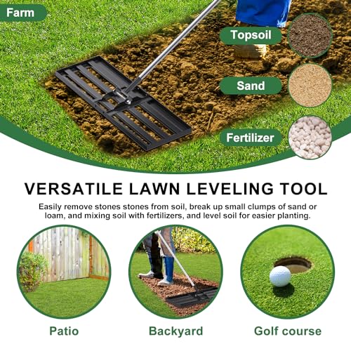 30x10 inch Lawn Leveling Rake, Yumatum 72