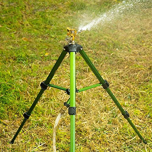 Hourleey 2 Pack Extra Tall Lawn Sprinklers, Heavy Duty Tripod Sprinklers with Brass Sprinkler Head, 360 Degree Large Area Coverage, 3/4 Inch Connector Sprinkler for Yard Lawn Garden