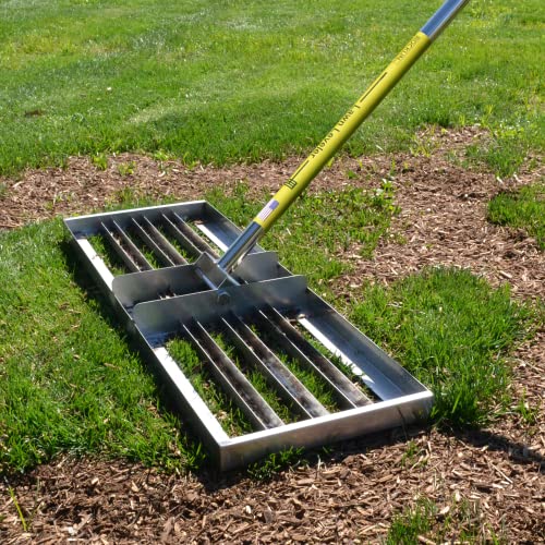 Rocklin™ Lawn Leveling Rake | Levelawn Tool | Level Soil or Dirt Ground Surfaces Easily | 30” x 10” Ground Plate | 78” Extra Long Handle | Stainless Steel - best lawn levelling rake