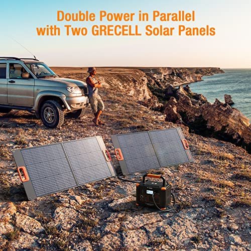 GRECELL 100W Portable Solar Panel for Power Station Generator, 20V Foldable Solar Cell Solar Charger with High-Efficiency Battery Charger for Outdoor Camping Van RV Trip