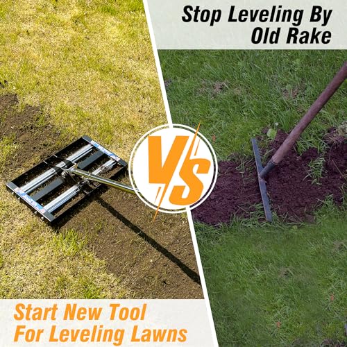 Updated Lawn Leveling Rake with Aluminum Rollers, Stainless Steel 17