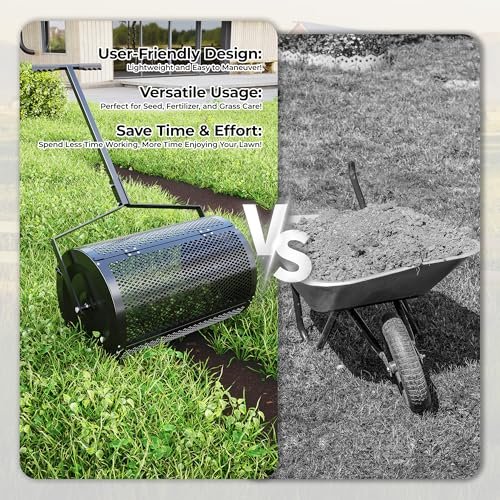 24-Inch Lawn Spreader - Compost, Mulch, and Soil Distribution Tool for Effortless Garden Care