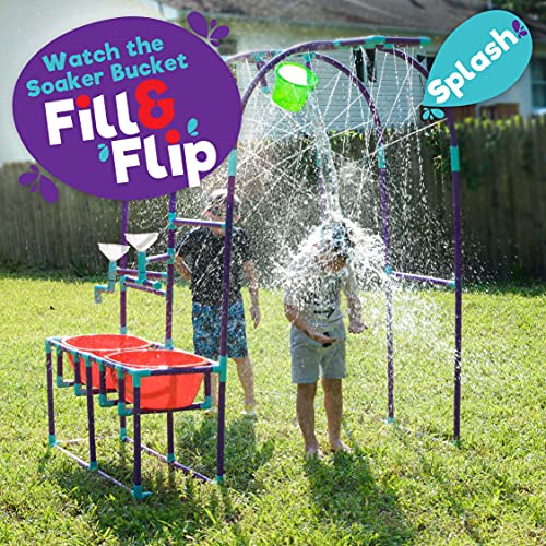 Milliard Water Park Sprinkler Toy for Kids, Outdoor Water Sprinkler with Splash Buckets, Water Table, and Faucets, Backyard Waterpark for Outdoor Summer Fun Activities
