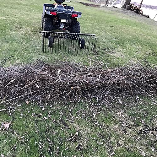 Yard Tuff Tow Behind Lawn Sweeper 60-inch Rake for ATV or Tractor with 12