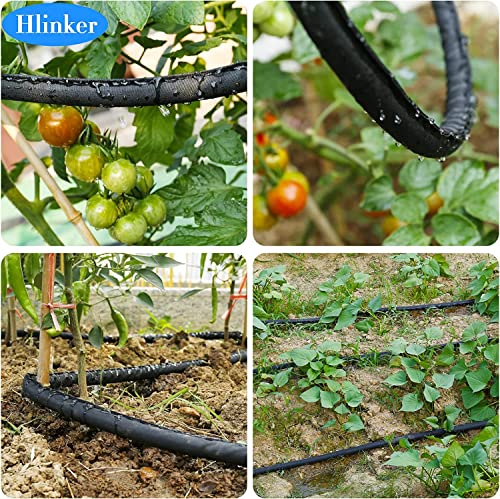 Hlinker 2025 Flat Soaker Hose 100 ft (50ft 2Packs) with Stake for Garden, Linkable Drip Hose Diy Automates Garden Irrigation System Saving 88% Water, Dual-layer Leak-free Design Water Hose with Holes