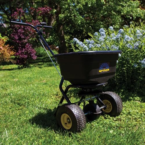Spyker Lawn and Handheld Spreader Kit: Pro-Series 50 Pound Broadcast Spreader with 5 Pound Handheld Spreader Kit
