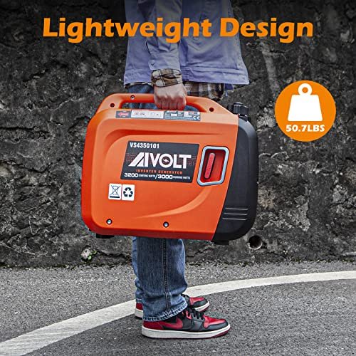 AIVOLT Inverter Generator 4300W Gas Powered Portable Super Quiet Outdoor Generator RV Ready for Camping Tools and Home Use, EPA Compliant