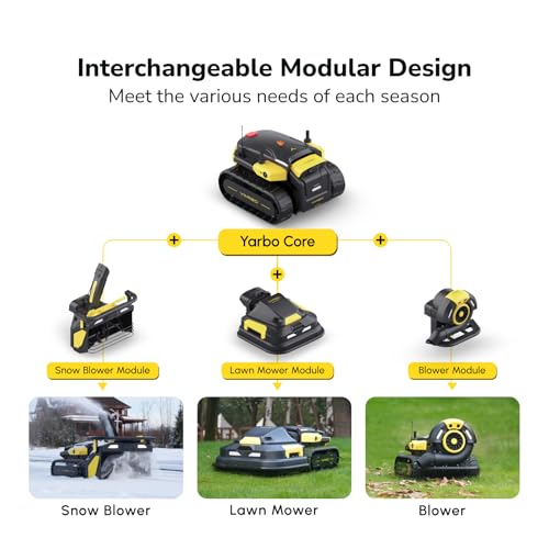 YARBO Robot Lawn Mower and Snow Blower, 70% Steep Slopes, AI Multi-Zone Mapping & 360° Obstacle Avoidance, RTK GPS, Modular Design