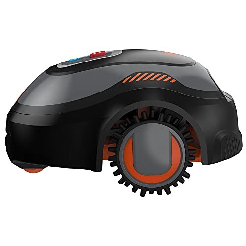 Black+Decker BCRMW121 robotic lawnmower (compact cordless lawn mower for lawns up to 500 m², 18 cm cutting width, 15 - 60 mm cutting height, up to 30 tilts, control via Bluetooth app, theft