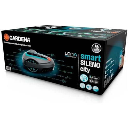 Gardena Sileno City Smart Robotic Lawnmower 600 m² Set: Innovative Lona AI Technology, App Control, SensorControl, for Gradients up to 35 Percent, Includes Smart Gateway, DE Version (19603-60)