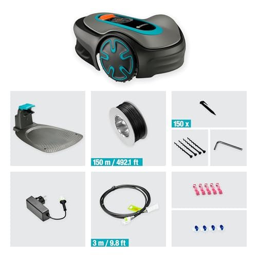 GARDENA 15202-20 SILENO Minimo - Automatic Robotic Lawn Mower, with Bluetooth app and Boundary Wire, one of The quietest in its Class, for lawns up to 5400 Sq Ft, Made in Europe, Grey