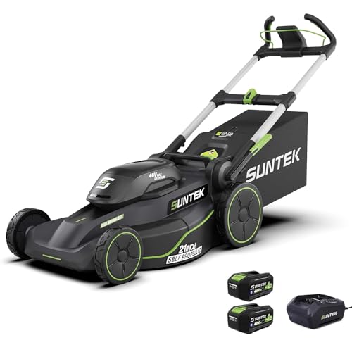 SUNTEK 40V 21-Inch Cordless Electric Lawn Mower, Digi-Brushless Self-Propelled Lawn Mowers, 2 x 4.0Ah Lithium-ion Battery and Rapid Charger Included, APP Compatible, SLM4521- Upgarded