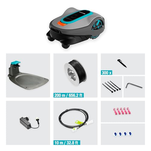GARDENA 15101-20 SILENO Life - Automatic Robotic Lawn Mower, with Bluetooth app and Boundary Wire, one of The quietest in its Class, for lawns up to 8100 Sq Ft, Made in Europe, Grey