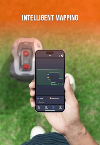 Sunseeker L22 Plus Robotic Lawn Mower 0.6 Acre/ 26,000 Sq.Ft, with Mapping Function and App Control, Only 52 db,Rain Sensor & Boundary Wire, Battery & Charger Included, Black & White