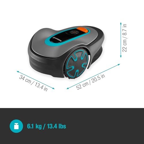 GARDENA 15202-20 SILENO Minimo - Automatic Robotic Lawn Mower, with Bluetooth app and Boundary Wire, one of The quietest in its Class, for lawns up to 5400 Sq Ft, Made in Europe, Grey