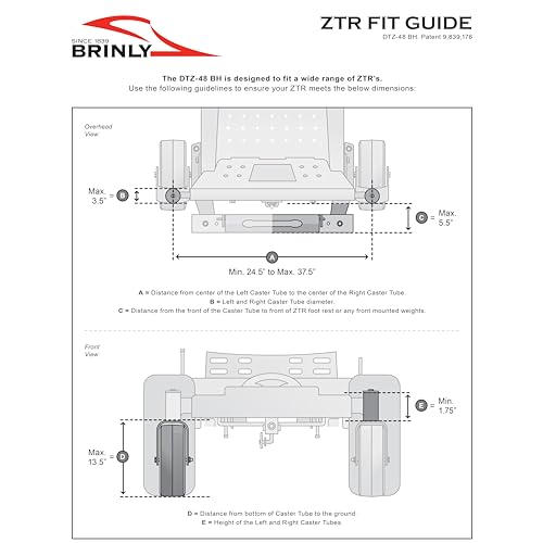 Brinly DTZ-48B1H-A ZTR Front-Mount Dethatcher for Zero Turn Lawn Mowers, 48