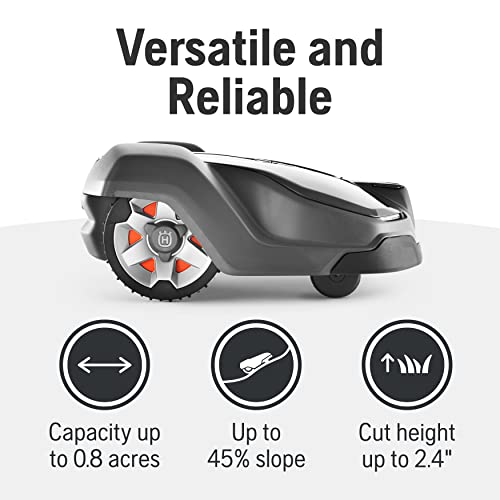 Husqvarna Automower 430X Robotic Lawn Mower with GPS Assisted Navigation, Automatic Lawn Mower with Self Installation and Ultra-Quiet Smart Mowing Tech for Medium to Large Yards (0.8 Acre), 967852845