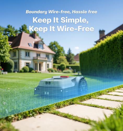 RoboUP Robot Lawn Mower Boundary Wire-Free T1200Pro 2025 Version, Unlimited Mowing Zones, Customized Mowing Setting, RTK+ Real-time AI Vision Navigation and Obstacle Avoidance