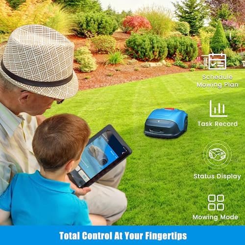 Hookii Robot Lawn Mower, Automatic Robotic Lawnmower for 1/4 Acres Lawn, Mowing Path Planning, 33% Slope, Cut Height 0.78
