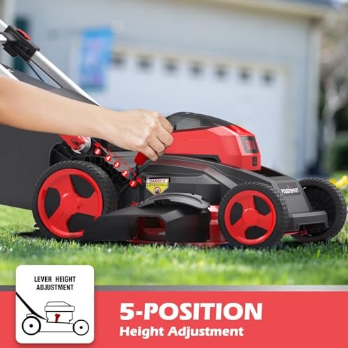 PowerSmart Lawn Mower - 80V Electric Lawn Mower, 26-Inch Electric Lawn Mower Cordless, Push Lawn Mower Lithium-Ion Dual-Force Cutting, Self Propelled Lawn Mower with 6.0Ah Battery & Charger for Garden