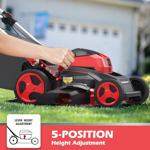 PowerSmart Lawn Mower - 80V Electric Lawn Mower, 26-Inch Electric Lawn Mower Cordless, Push Lawn Mower Lithium-Ion Dual-Force Cutting, Self Propelled Lawn Mower with 6.0Ah Battery & Charger for Garden
