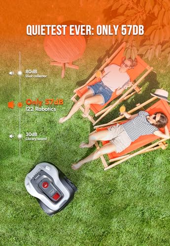 Sunseeker L22 Plus Robotic Lawn Mower 0.6 Acre/ 26,000 Sq.Ft, with Mapping Function and App Control, Only 52 db,Rain Sensor & Boundary Wire, Battery & Charger Included, Black & White