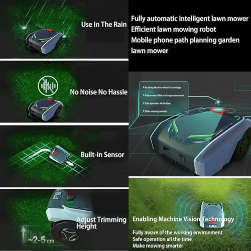 Robot Lawnmower for Gardens up to 1500㎡ 3D Obstacle Avoidance, Intelligent Path Planning, No-Entry Zone Setting, Logical Cutting