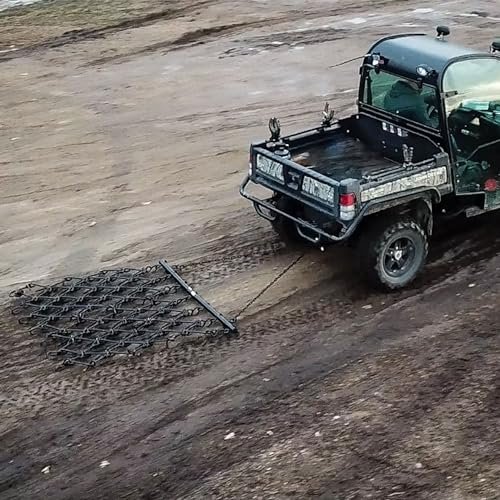 Field Tuff 6 by 4 Foot Tow Behind Heavy Duty Drag Harrow with Powder Coat Paint Finish for Patio, Garden, and Lawn Tractor Attachments, Black
