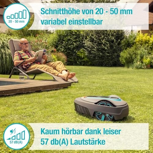 Gardena Sileno City Smart Robotic Lawnmower 600 m² Set: Innovative Lona AI Technology, App Control, SensorControl, for Gradients up to 35 Percent, Includes Smart Gateway, DE Version (19603-60)