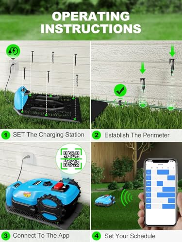 ACFARM Robotic Lawn Mower for 0.25 Acre 47% Slope, Automatic Lawnmower with 20V 4.0Ah Battery and APP Function, Docking Station and Garage Included