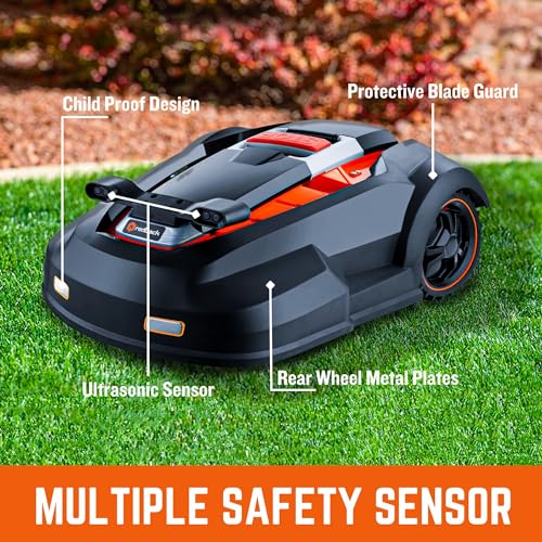 MowRo RM24PRO Robot Lawn Mower with Bluetooth App Control Ultrasonic Sensor Metal Plate 1/4 Acre 20 Degrees Slope for Small to Medium Yards