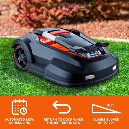 MowRo RM24PRO Robot Lawn Mower with Bluetooth App Control Ultrasonic Sensor Metal Plate 1/4 Acre 20 Degrees Slope for Small to Medium Yards