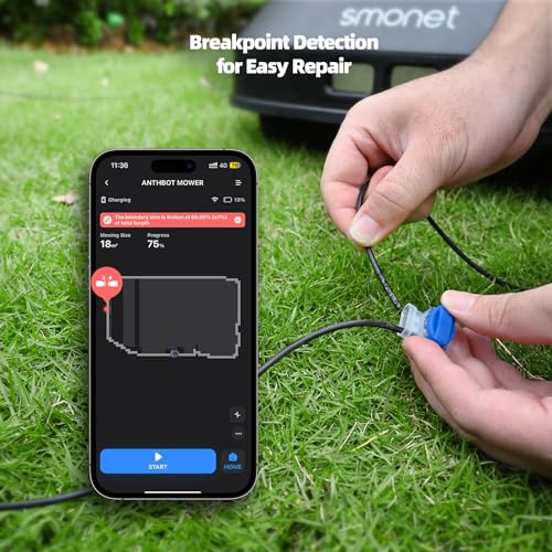Robotic Lawn Mower with 590ft Boundary Wire for 0.25 Acre (1/4 Acre) Lawns, Auto Mapping & Auto Recharge, APP Control, 45% Slope Capability, Precise Location & Breakpoint Detection, IPX6 Waterproof
