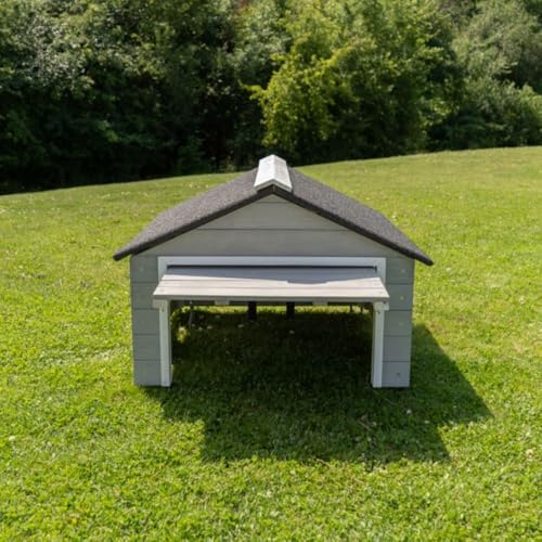 Auto-Mow Lawnmower Garage Storage Shed - My Robot Home Plus, 43x37x29in, Fits 90 Percent of Robotic Mowers (Grey & White)
