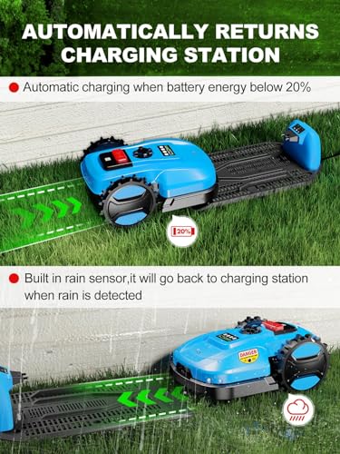 ACFARM Robotic Lawn Mower for 0.25 Acre 47% Slope, Automatic Lawnmower with 20V 4.0Ah Battery and APP Function, Docking Station and Garage Included