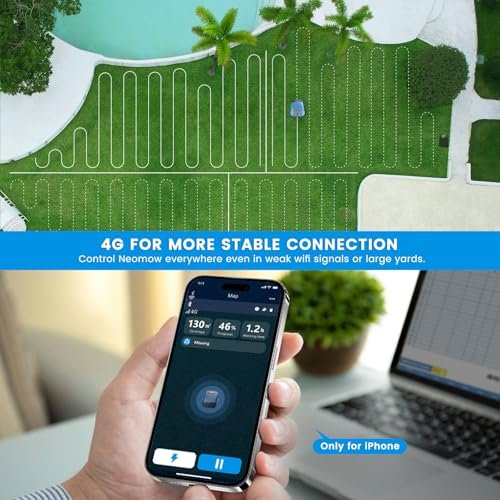 Hookii Robot Lawn Mower, Automatic Robotic Lawnmower for 1/4 Acres Lawn, Mowing Path Planning, 33% Slope, Cut Height 0.78