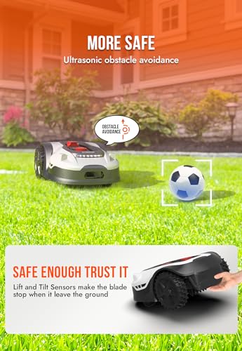 Sunseeker L22 Plus Robotic Lawn Mower 0.6 Acre/ 26,000 Sq.Ft, with Mapping Function and App Control, Only 52 db,Rain Sensor & Boundary Wire, Battery & Charger Included, Black & White