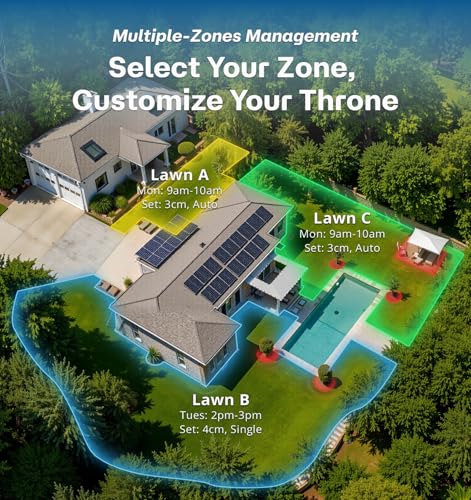 RoboUP Robot Lawn Mower Boundary Wire-Free T1200Pro 2025 Version, Unlimited Mowing Zones, Customized Mowing Setting, RTK+ Real-time AI Vision Navigation and Obstacle Avoidance