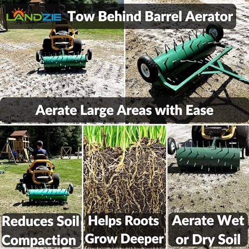 Landzie Tow Behind Aerator Lawn Tool - Pull Behind Aerator Lawn Aerator Roller Barrel Spike Aerator Lawn Roller Water Filled - Lawn Aerator Tool Aeration Tool for Lawn