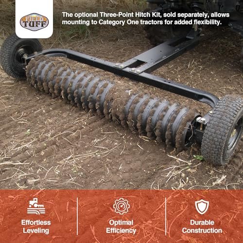 Field Tuff 72 Inch Cultipacker 3 Point Hitch Black Durable Agricultural Implement for Soil Preparation and Seed Bed Firming, Black