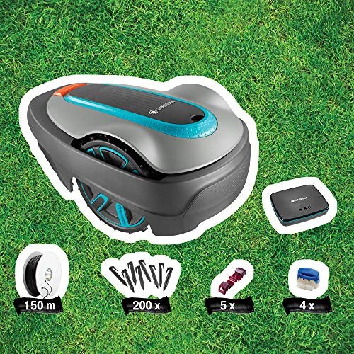 GARDENA Smart System Set: Sileno City Lawn Mower Robot up to 250 m², Controllable via Smart App, Quiet, Spiral Mower Function, Intelligent Gateway (19069-20)